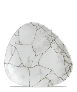 19.2x19.2 cm - Studio Prints Kintsugi Piatto Piano Triangolare In Porcellana Vetrificata